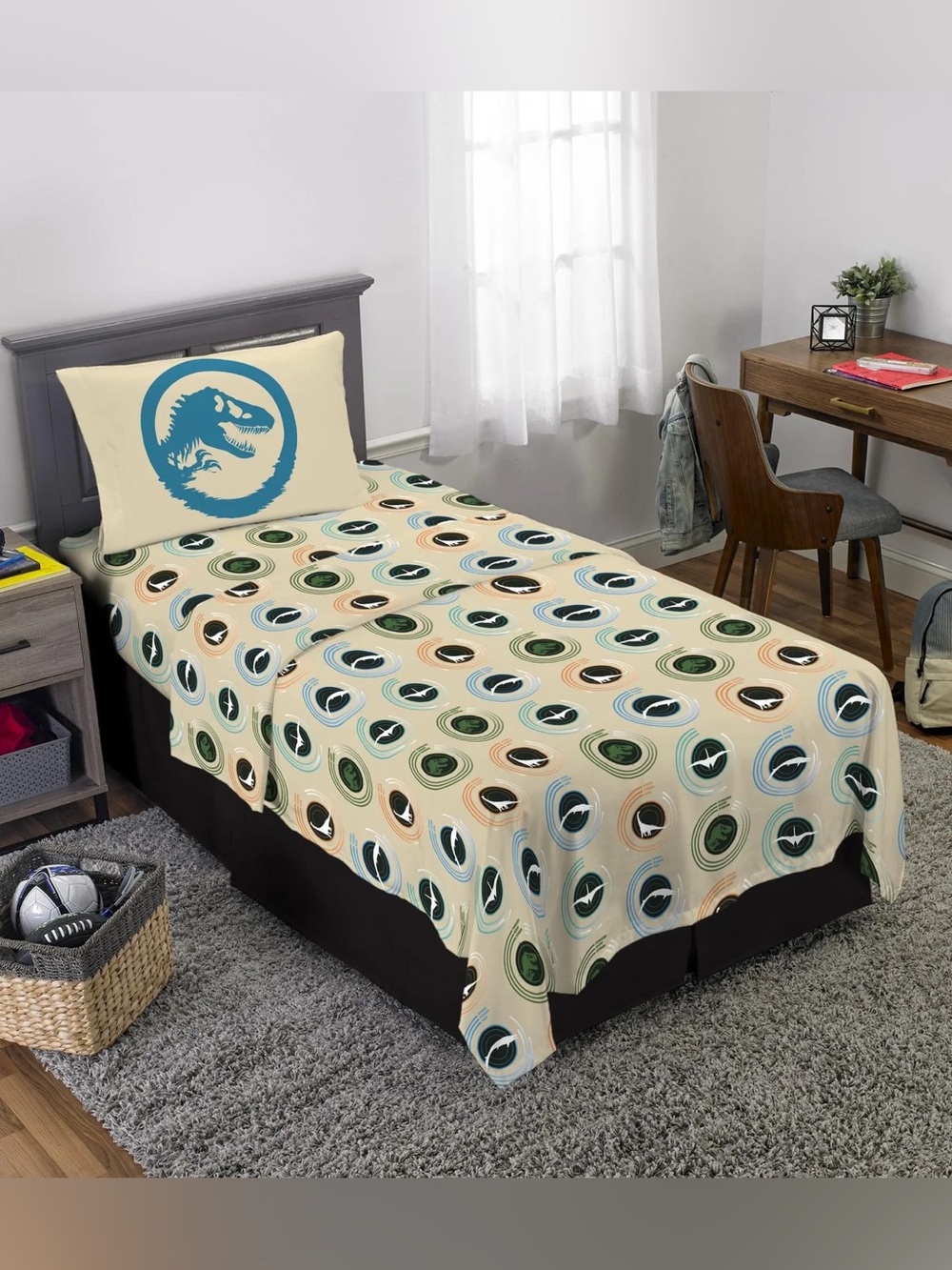 BRAND NEW boy youth Jurassic world dinosaur twin sheet set